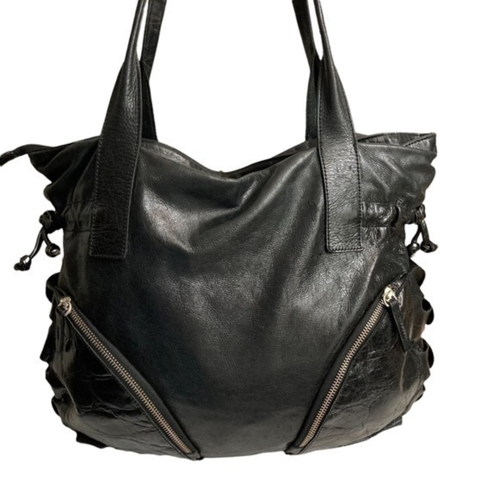 Ripani black Italian leather large soft leather bag made in Italy